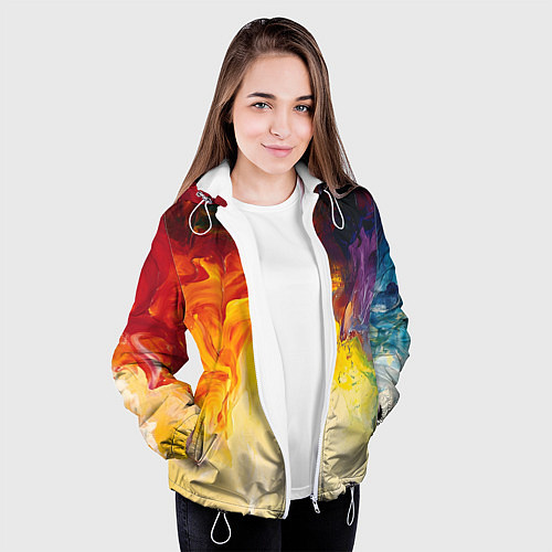Женская куртка Подтеки масляных красок / 3D-Белый – фото 3