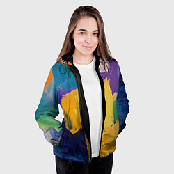 Куртка с капюшоном женская Мазки красок, цвет: 3D-черный — фото 2