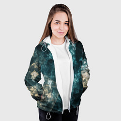 Куртка с капюшоном женская Абстрактный космос геометрия, цвет: 3D-белый — фото 2
