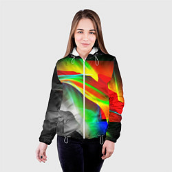 Куртка с капюшоном женская Текстура краски, цвет: 3D-белый — фото 2