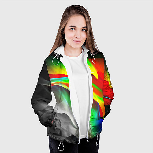 Женская куртка Текстура краски / 3D-Белый – фото 3
