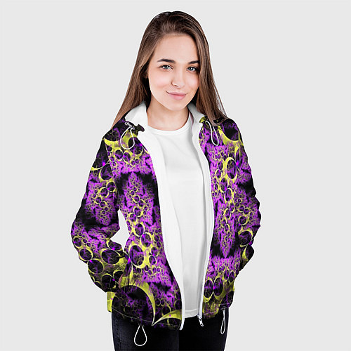 Женская куртка Абстракция фракталов / 3D-Белый – фото 3