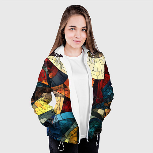 Женская куртка Эффект мозаики / 3D-Белый – фото 3