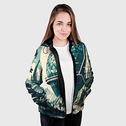 Куртка с капюшоном женская Фантастика круглое здание, цвет: 3D-черный — фото 2
