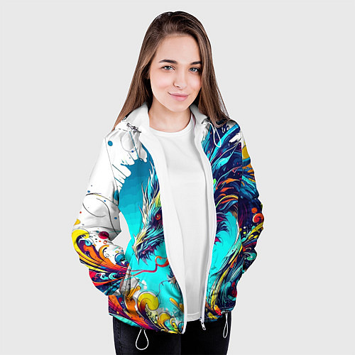 Женская куртка Japanese dragon - tattoo irezumi / 3D-Белый – фото 3