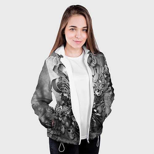 Женская куртка Абстракция оптический узор / 3D-Белый – фото 3