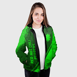 Куртка с капюшоном женская Red Hot Chili Peppers - green gradient вертикально, цвет: 3D-черный — фото 2