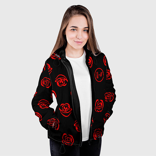 Женская куртка Twenty one pilots rose pattern / 3D-Черный – фото 3