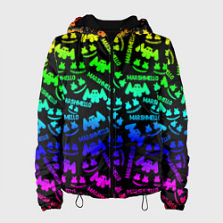 Куртка с капюшоном женская Marshmello neon steel pattern, цвет: 3D-черный