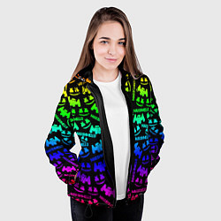Куртка с капюшоном женская Marshmello neon steel pattern, цвет: 3D-черный — фото 2