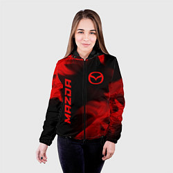 Куртка с капюшоном женская Mazda - red gradient вертикально, цвет: 3D-черный — фото 2