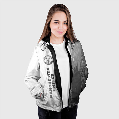 Женская куртка Manchester United - white gradient по-вертикали / 3D-Черный – фото 3