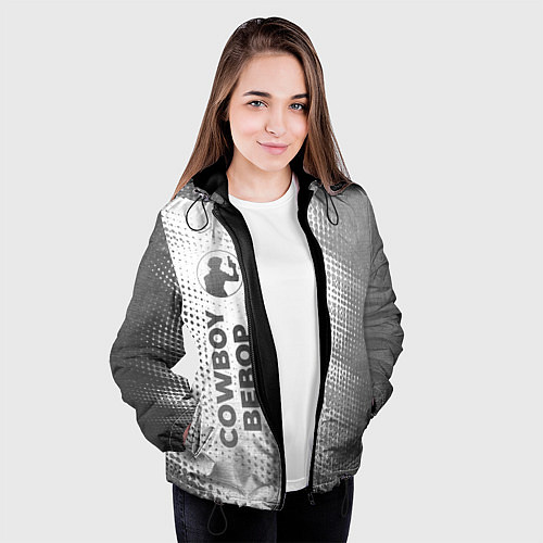 Женская куртка Cowboy Bebop - white gradient по-вертикали / 3D-Черный – фото 3