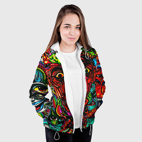 Женская куртка Мексиканский стиль психоделика / 3D-Белый – фото 3
