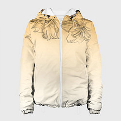 Куртка с капюшоном женская Градиент желтый с цветами, цвет: 3D-белый