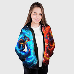 Куртка с капюшоном женская Битва планет абстракция, цвет: 3D-черный — фото 2