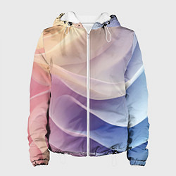 Куртка с капюшоном женская Текстура с градиентом волны, цвет: 3D-белый