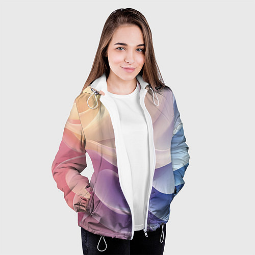 Женская куртка Текстура с градиентом волны / 3D-Белый – фото 3