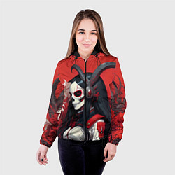 Куртка с капюшоном женская Девушка с макияжем калавера, цвет: 3D-черный — фото 2