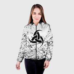 Куртка с капюшоном женская Символика славянская текстура, цвет: 3D-черный — фото 2