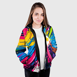 Куртка с капюшоном женская Красочная абстракция - экспрессионизм, цвет: 3D-черный — фото 2