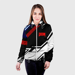 Куртка с капюшоном женская Doom steel geometry, цвет: 3D-белый — фото 2
