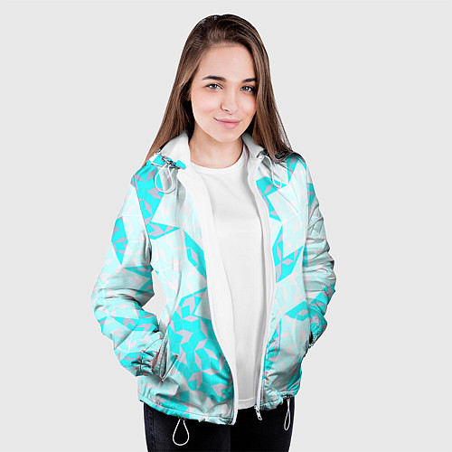 Женская куртка Паттерн Пенроуза : бирюзовый / 3D-Белый – фото 3