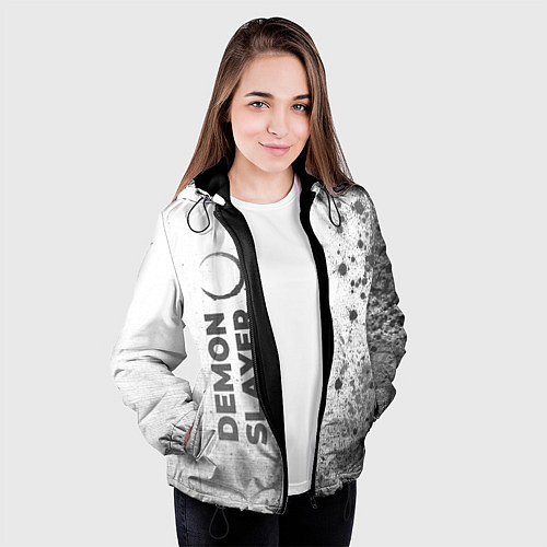 Женская куртка Demon Slayer - white gradient по-вертикали / 3D-Черный – фото 3