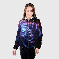 Куртка с капюшоном женская Оптический фрактальный узор текстура, цвет: 3D-белый — фото 2