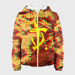 Куртка с капюшоном женская Doom камуфляж глитч, цвет: 3D-белый