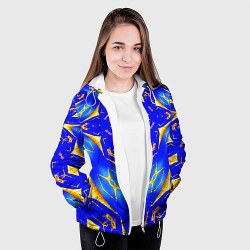 Женская куртка Оптические стёкла абстракция / 3D-Белый – фото 3