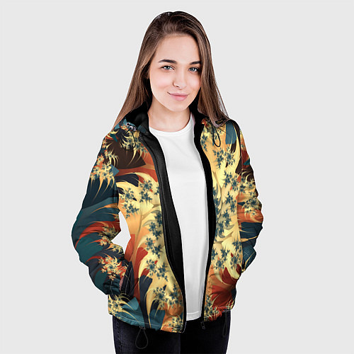 Женская куртка Оптические узоры фракталы / 3D-Черный – фото 3