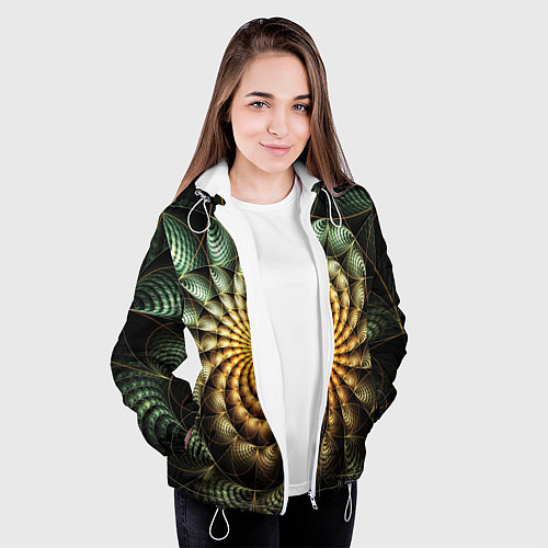 Женская куртка Оптический узор фракталы / 3D-Белый – фото 3