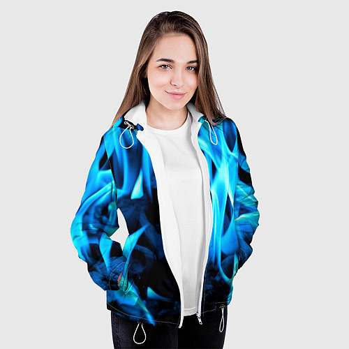 Женская куртка Синий огонь текстура / 3D-Белый – фото 3