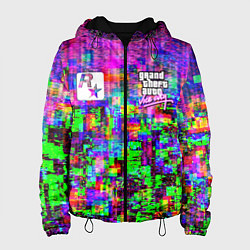 Куртка с капюшоном женская Vice city glitch game, цвет: 3D-черный