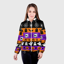 Куртка с капюшоном женская Монстры на хэллоуин, цвет: 3D-белый — фото 2