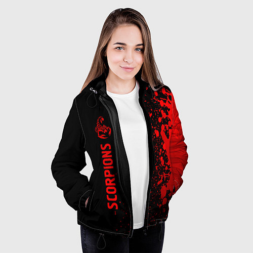 Женская куртка Scorpions - red gradient по-вертикали / 3D-Черный – фото 3