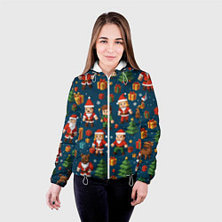 Куртка с капюшоном женская Mintrcraft pattern новый год, цвет: 3D-белый — фото 2