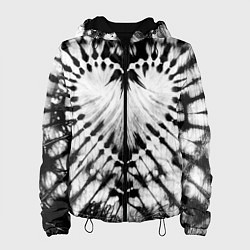 Куртка с капюшоном женская Абстрактное сердце - черно-белый тай-дай, цвет: 3D-черный