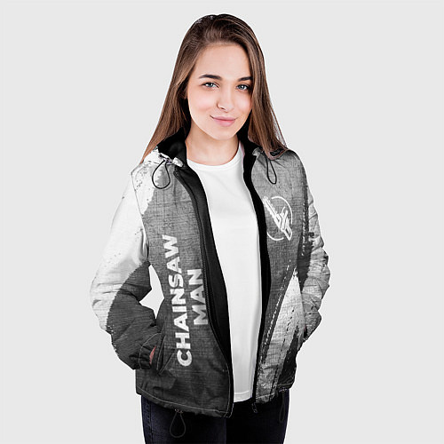 Женская куртка Chainsaw Man - grey gradient вертикально / 3D-Черный – фото 3