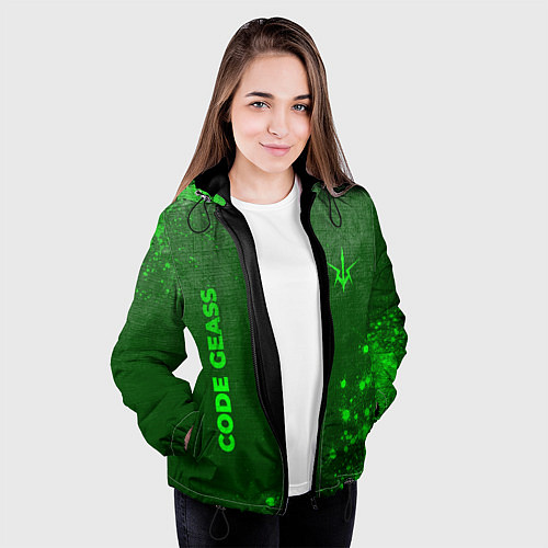Женская куртка Code Geass - green gradient вертикально / 3D-Черный – фото 3