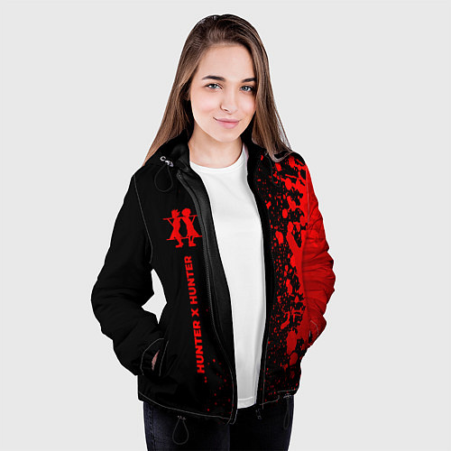 Женская куртка Hunter x Hunter - red gradient по-вертикали / 3D-Черный – фото 3