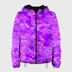Куртка с капюшоном женская Фиолетовые плитки на розовом фоне, цвет: 3D-черный