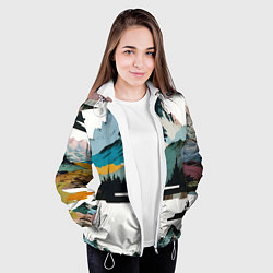 Куртка с капюшоном женская Арт горы абстракция, цвет: 3D-белый — фото 2