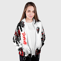 Куртка с капюшоном женская Берсерк - маска, цвет: 3D-белый — фото 2