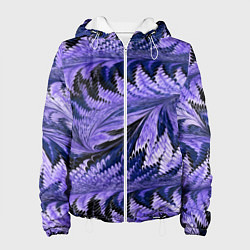 Куртка с капюшоном женская Абстрактные перья - жидкость, цвет: 3D-белый