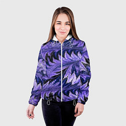 Куртка с капюшоном женская Абстрактные перья - жидкость, цвет: 3D-белый — фото 2