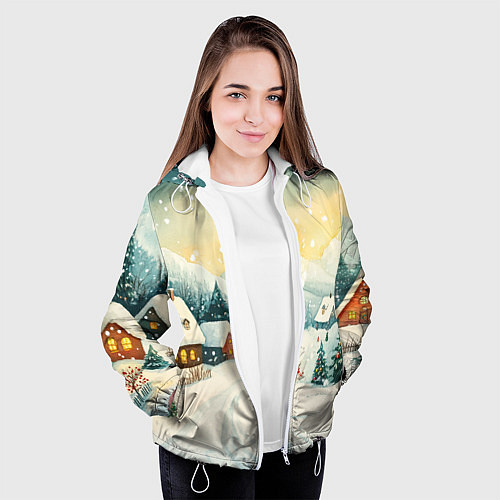 Женская куртка Праздничная деревушка / 3D-Белый – фото 3