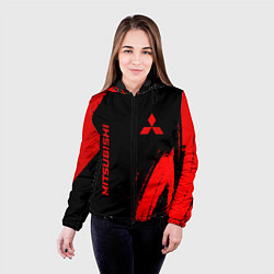 Куртка с капюшоном женская Mitsubishi - red gradient вертикально, цвет: 3D-черный — фото 2