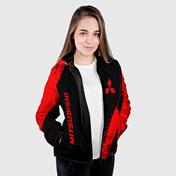 Куртка с капюшоном женская Mitsubishi - red gradient вертикально, цвет: 3D-черный — фото 2